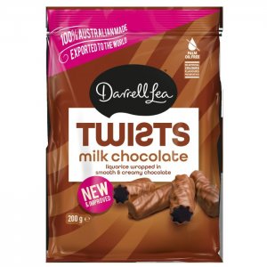 Torsades de Réglisse Enrobées de Chocolat au Lait Darrell Lea - 200g