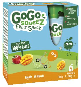 Gourdes de Compote de Mangue GoGo SqueeZ - 4 x 90 g
