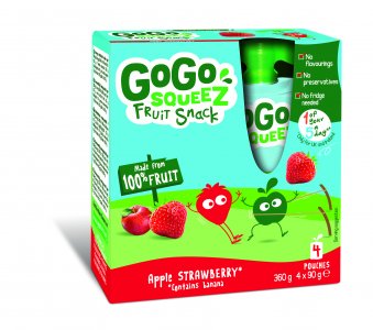 Gourdes de Compote de Fraise GoGo SqueeZ - 4 x 90 g