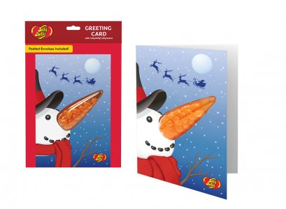 Carte de Vœux Bonhomme de Neige avec Bonbons - 28 g