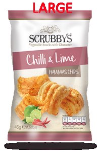 Scrubbys LARGE Hummus Chilli & Lime Chips 10 x 125g