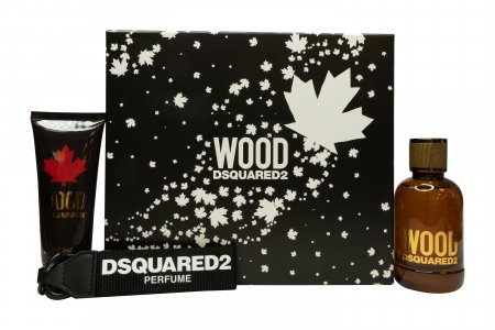 DSquared2 Wood For Him Gift Set 100ml EDT + 100ml Shower Gel + Key Ring