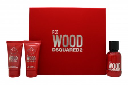 DSquared? Red Wood Gift Set 50ml EDT + 50ml Body Lotion + 50ml Shower Gel