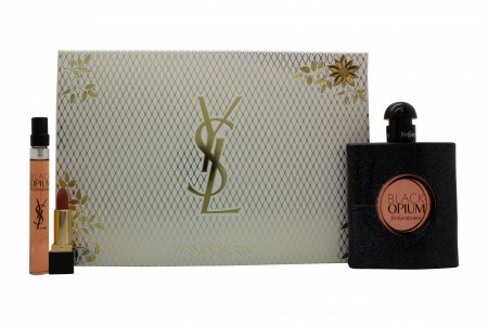 Yves Saint Laurent Black Opium Gift Set 90ml EDP + 10ml EDP + Mini Rouge Pur Couture Lipstick Nu Muse