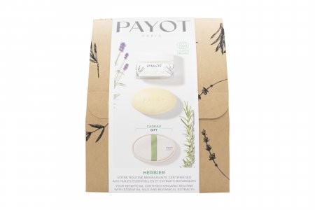Payot Herbier Gift Set 50ml Universal Face Cream with Lavender + 100g Nourishing Face & Body Soap with Rosemary + Exfoliating Glove