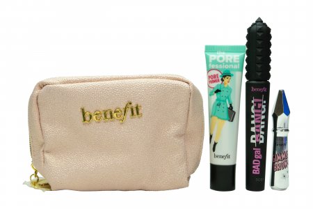 Benefit Top Trip Beauty Set 22ml Primer + 8.5g Mascara + In Shade 3 + Pouch Gimme Brow +