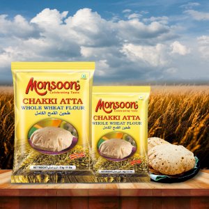 Monsoon Whole Wheat Flour (Chakki Atta) 4  X  5 Kg